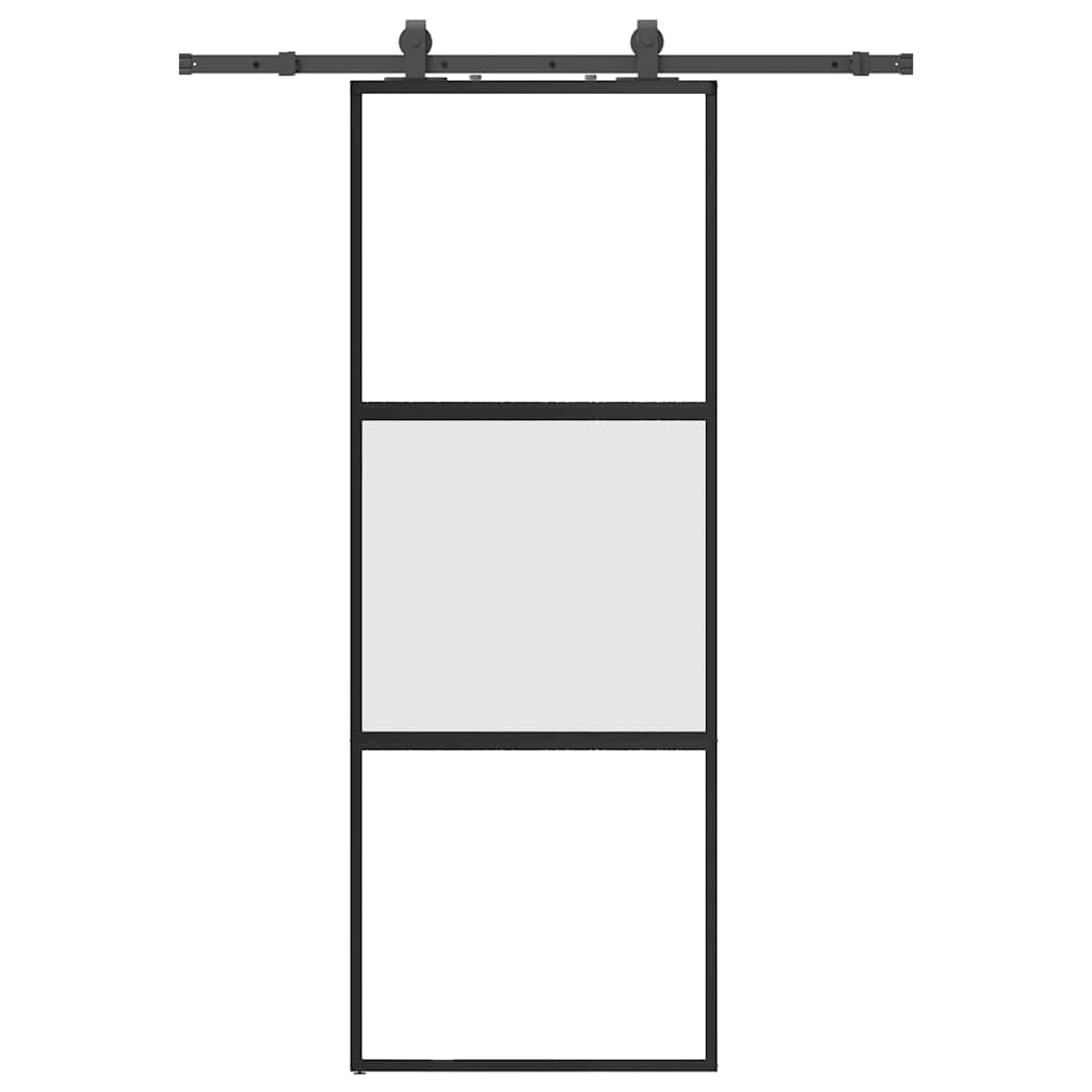 VidaXL Schiebetür mit Beschlagset 76x205 cm Hartglas schwarz