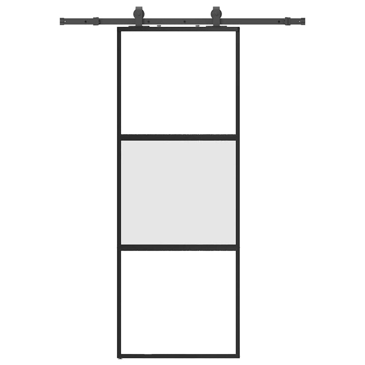 VidaXL Schiebetür mit Beschlagset 76x205 cm Hartglas schwarz