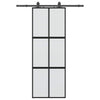 VidaXL Schiebetür mit Beschlagset 76x205 cm Hartglas schwarz