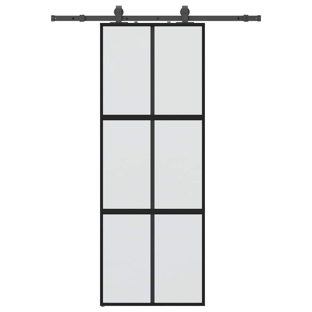 VidaXL Schiebetür mit Beschlagset 76x205 cm Hartglas schwarz