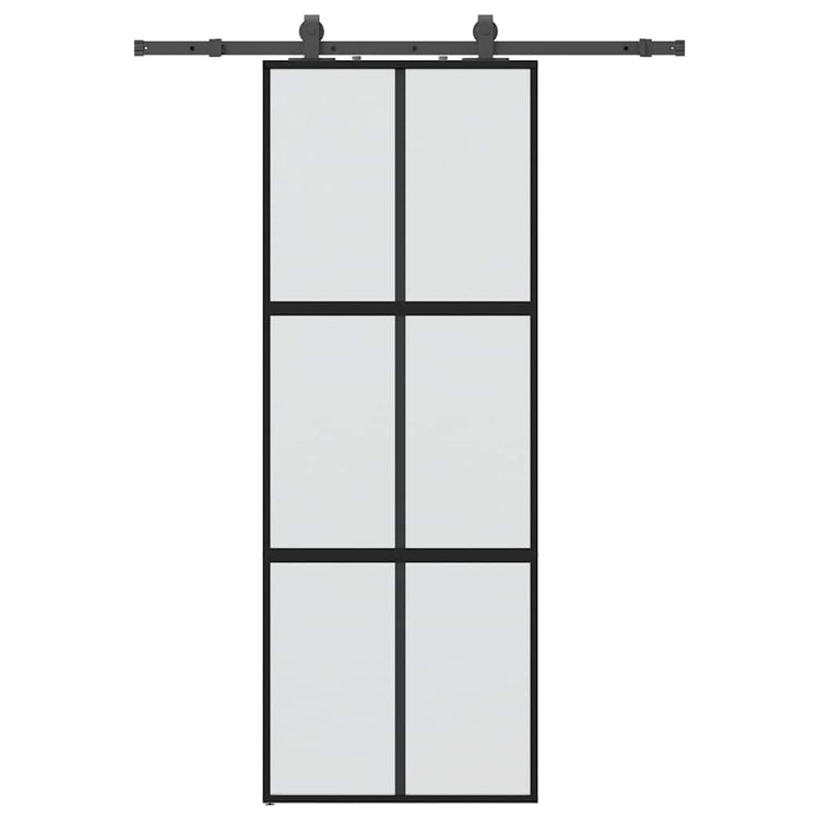 VidaXL Schiebetür mit Beschlagset 76x205 cm Hartglas schwarz
