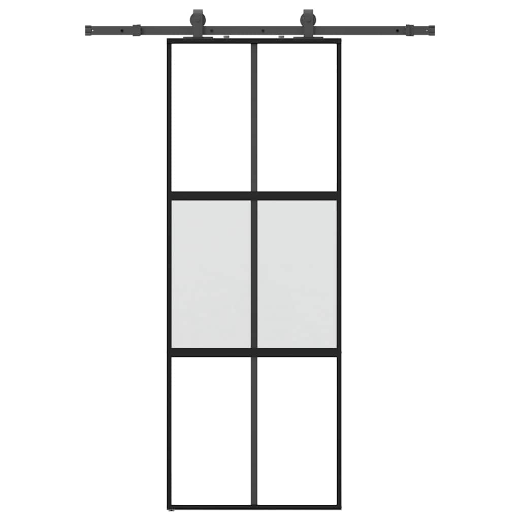 VidaXL Schiebetür mit Beschlagset 76x205 cm Hartglas schwarz