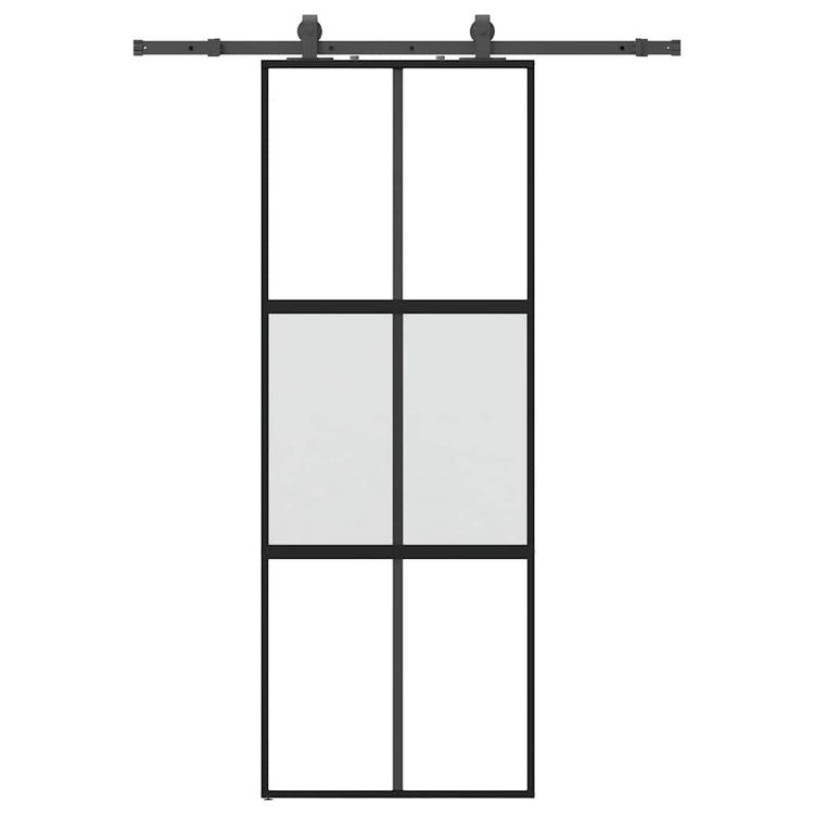 VidaXL Schiebetür mit Beschlagset 76x205 cm Hartglas schwarz