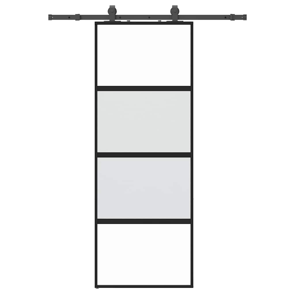 VidaXL Schiebetür mit Beschlagset 76x205 cm Hartglas schwarz