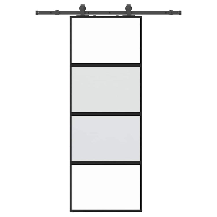 VidaXL Schiebetür mit Beschlagset 76x205 cm Hartglas schwarz