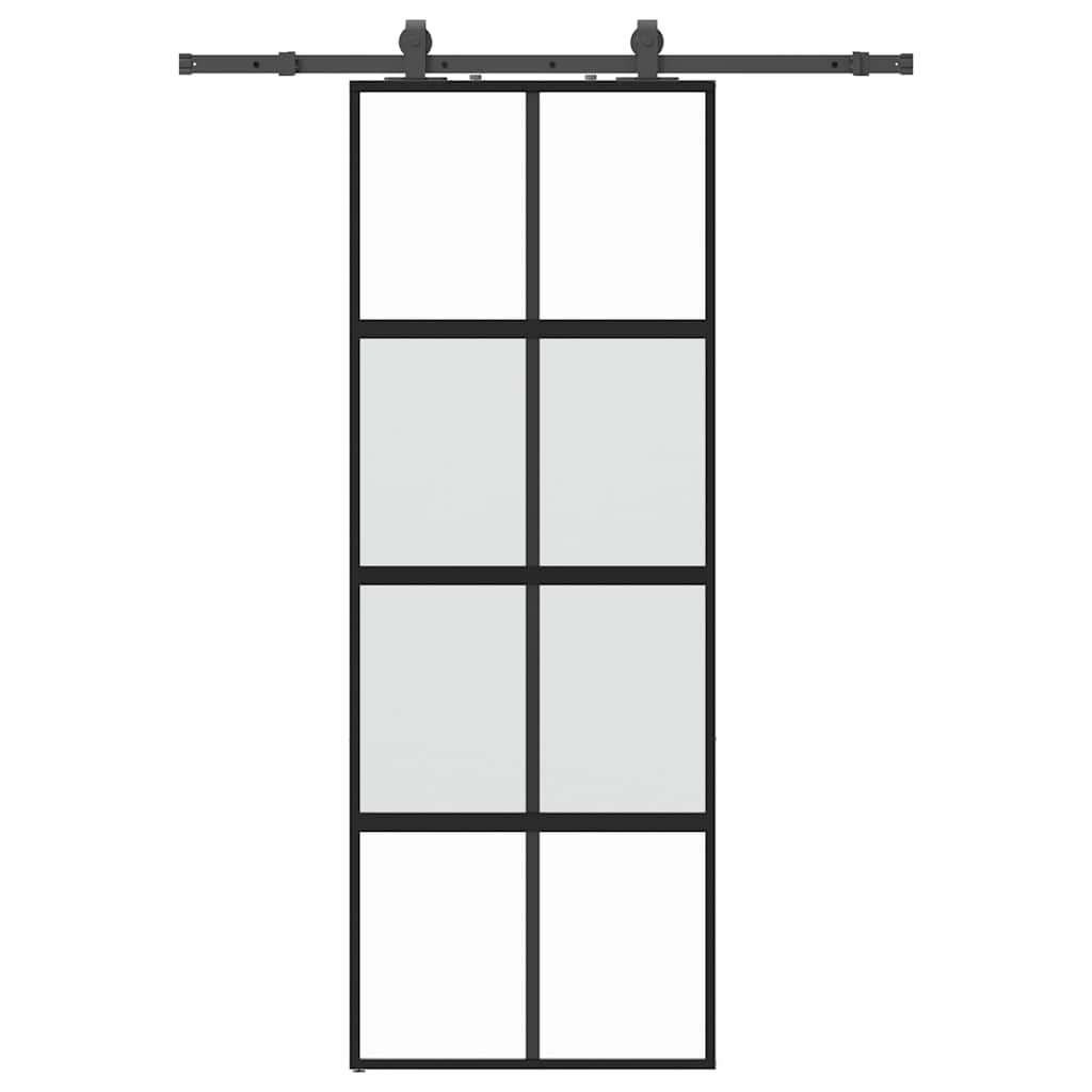 VidaXL Schiebetür mit Beschlagset 76x205 cm Hartglas schwarz