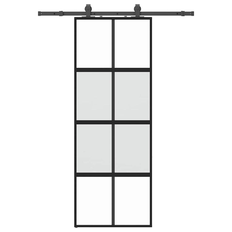 VidaXL Schiebetür mit Beschlagset 76x205 cm Hartglas schwarz