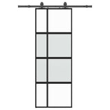 VidaXL Schiebetür mit Beschlagset 76x205 cm Hartglas schwarz - afbeelding 2