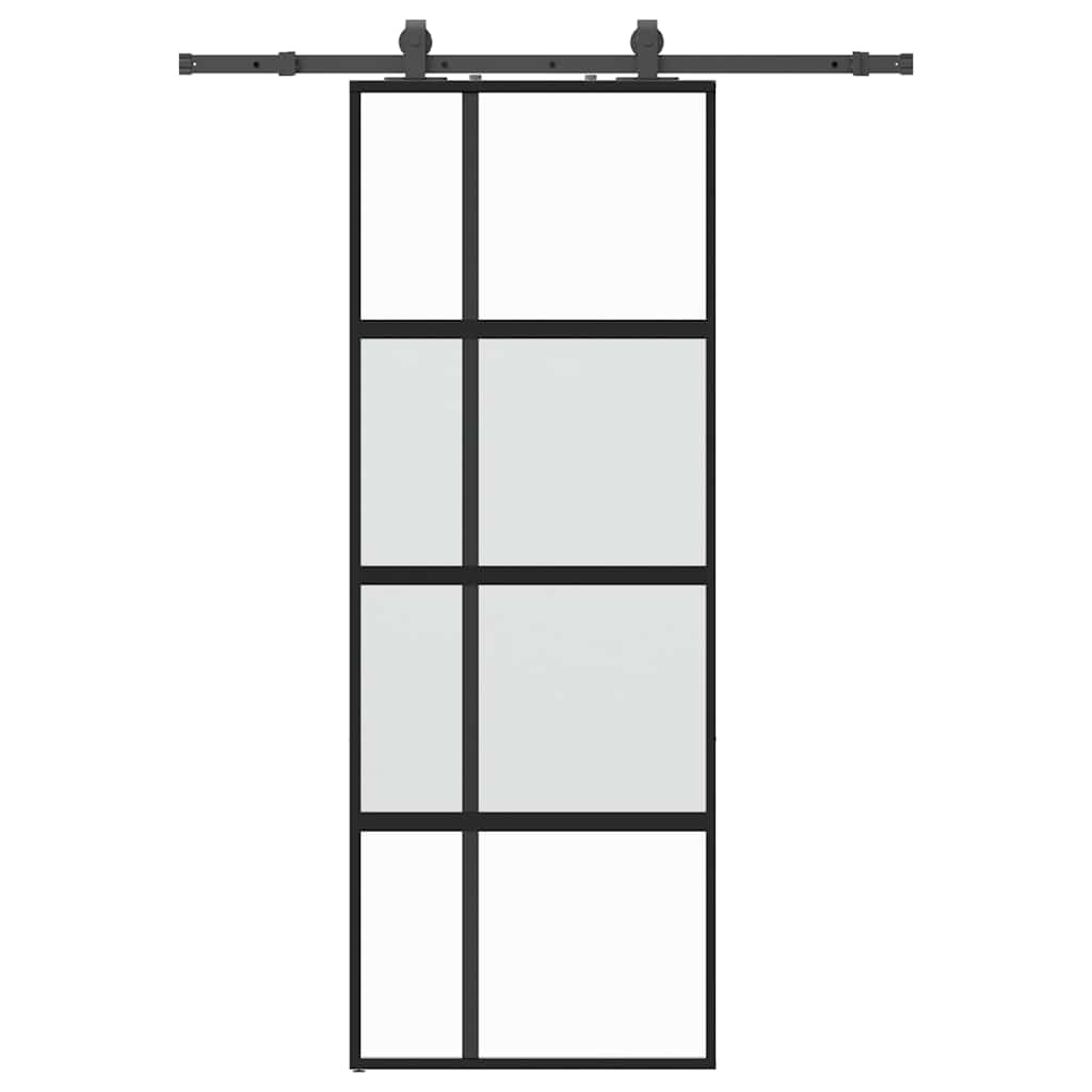 VidaXL Schiebetür mit Beschlagset 76x205 cm Hartglas schwarz