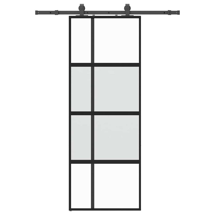 VidaXL Schiebetür mit Beschlagset 76x205 cm Hartglas schwarz