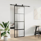VidaXL Schiebetür mit Beschlagset 76x205 cm Hartglas schwarz - afbeelding 3
