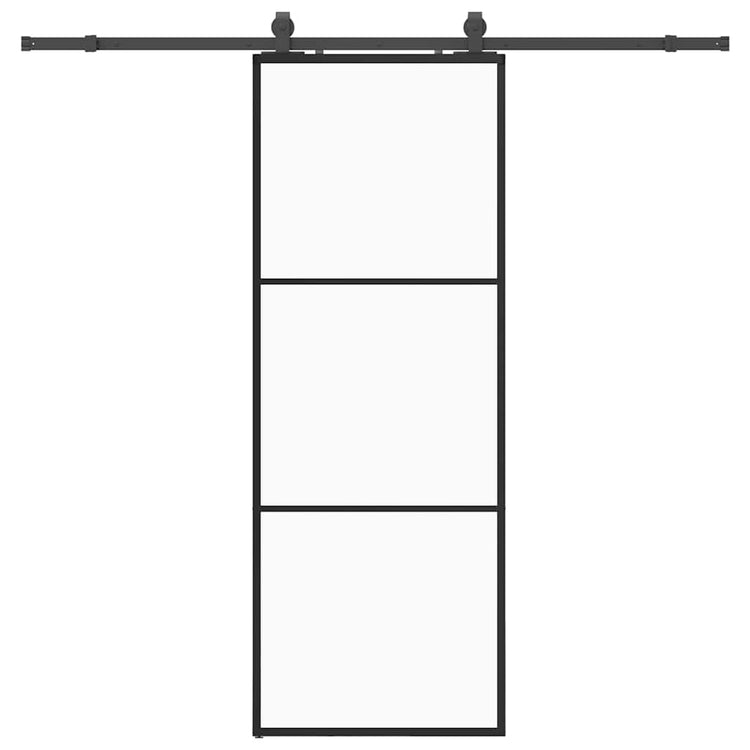 VidaXL Schiebetür mit Beschlagset 76x205 cm ESG-Glas schwarz