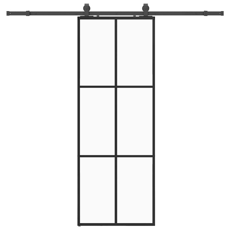 VidaXL Schiebetür mit Beschlagset 76x205 cm ESG-Glas schwarz