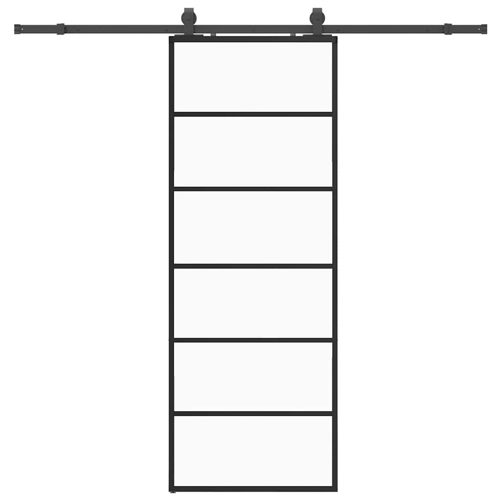 VidaXL Schiebetür mit Beschlagset 76x205 cm ESG-Glas schwarz