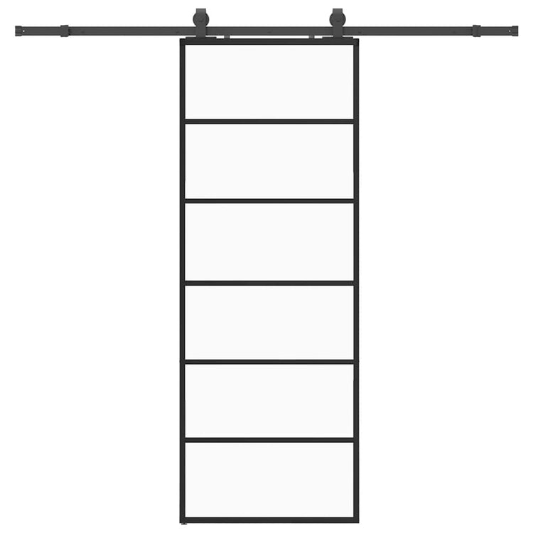 VidaXL Schiebetür mit Beschlagset 76x205 cm ESG-Glas schwarz