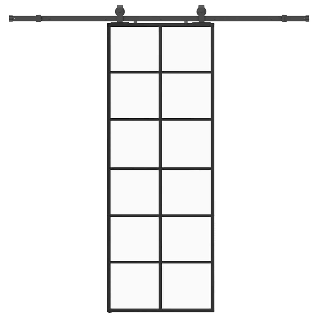 VidaXL Schiebetür mit Beschlagset 76x205 cm ESG-Glas schwarz