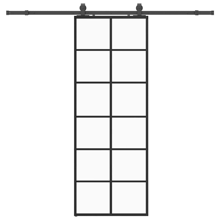 VidaXL Schiebetür mit Beschlagset 76x205 cm ESG-Glas schwarz