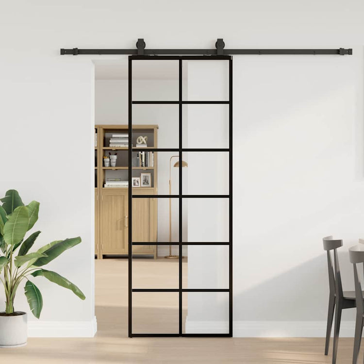 VidaXL Schiebetür mit Beschlagset 76x205 cm ESG-Glas schwarz