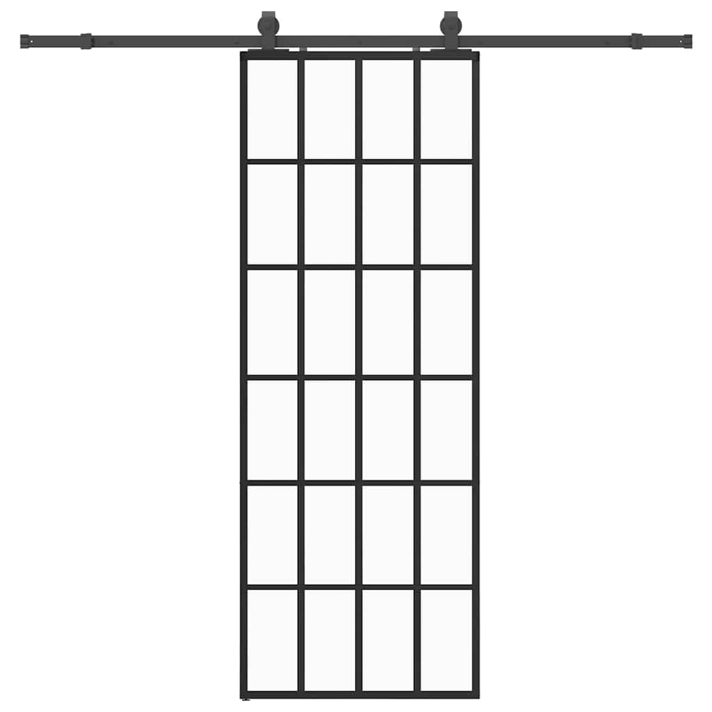 VidaXL Schiebetür mit Beschlagset 76x205 cm ESG-Glas schwarz
