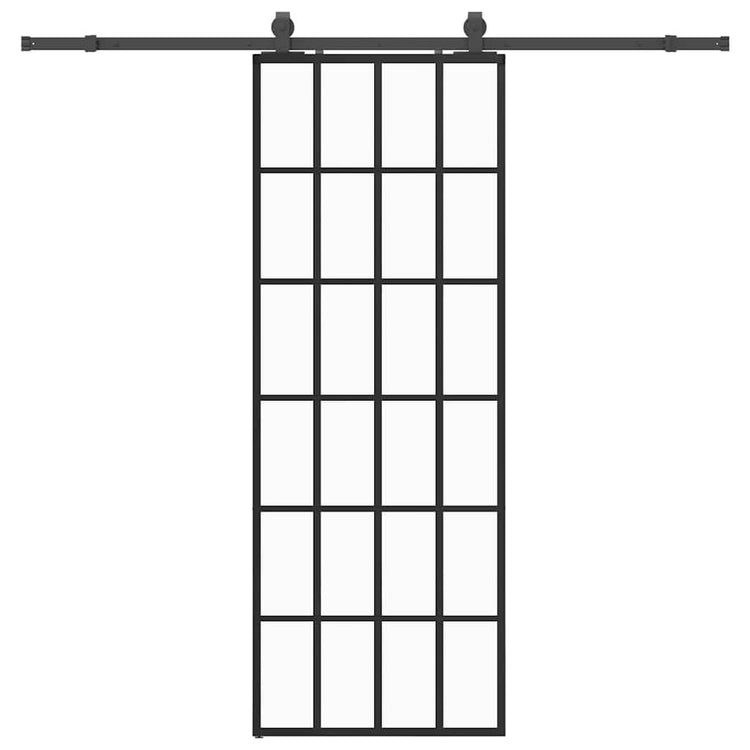 VidaXL Schiebetür mit Beschlagset 76x205 cm ESG-Glas schwarz