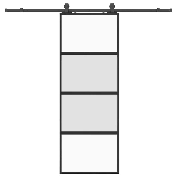 VidaXL Schiebetür mit Beschlagset 76x205 cm Hartglas schwarz