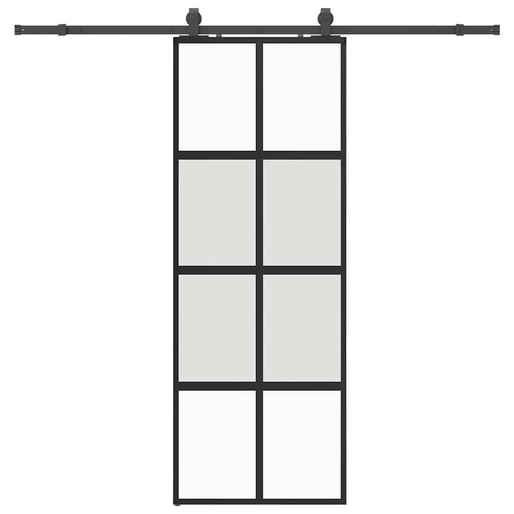 VidaXL Schiebetür mit Beschlagset 76x205 cm Hartglas schwarz