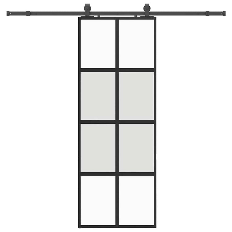 VidaXL Schiebetür mit Beschlagset 76x205 cm Hartglas schwarz