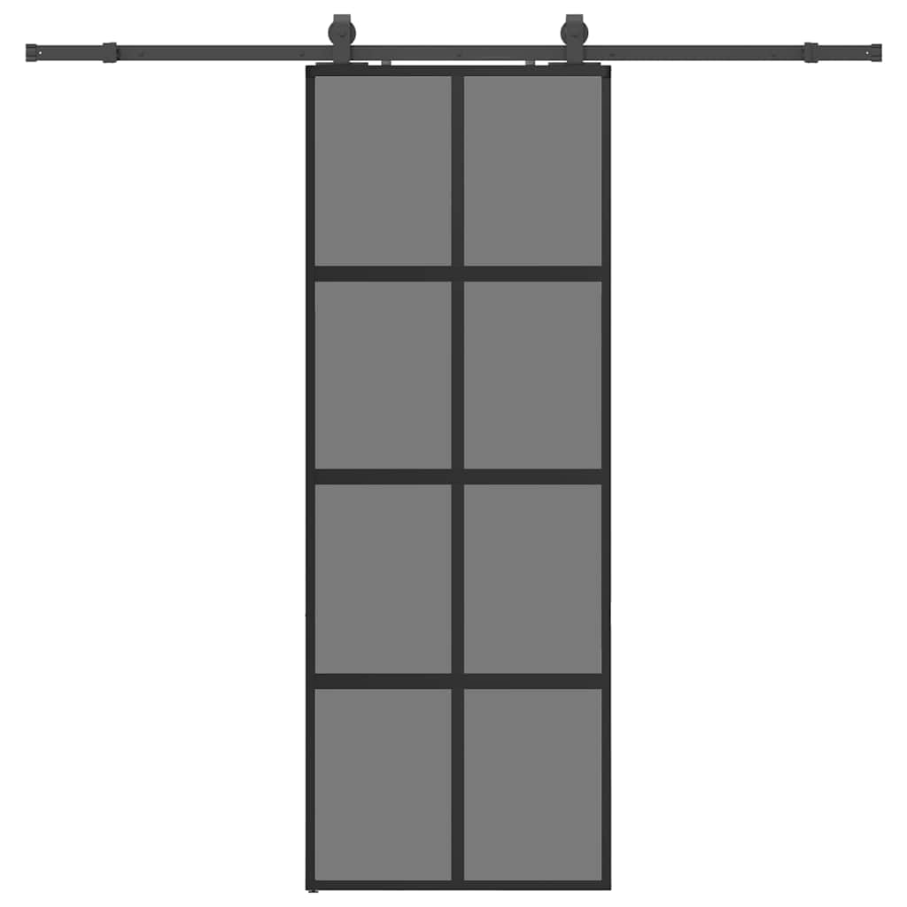 VidaXL Schiebetür mit Beschlagset 76x205 cm Hartglas schwarz