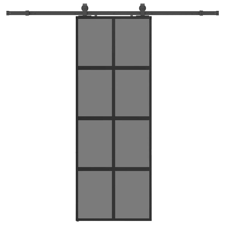 VidaXL Schiebetür mit Beschlagset 76x205 cm Hartglas schwarz