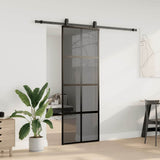 VidaXL Schiebetür mit Beschlagset 76x205 cm Hartglas schwarz - afbeelding 3