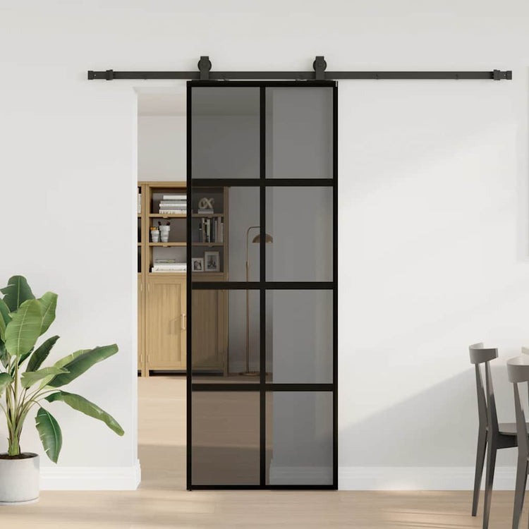 VidaXL Schiebetür mit Beschlagset 76x205 cm Hartglas schwarz