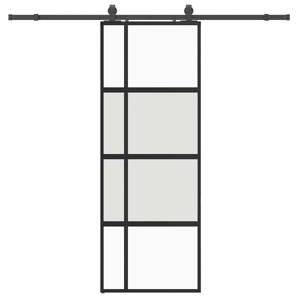 VidaXL Schiebetür mit Beschlagset 76x205 cm Hartglas schwarz