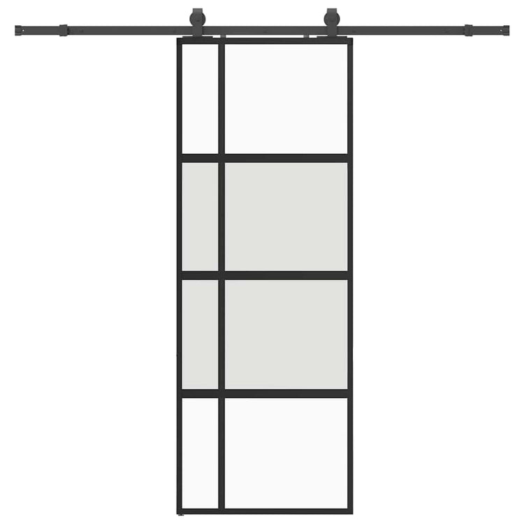 VidaXL Schiebetür mit Beschlagset 76x205 cm Hartglas schwarz