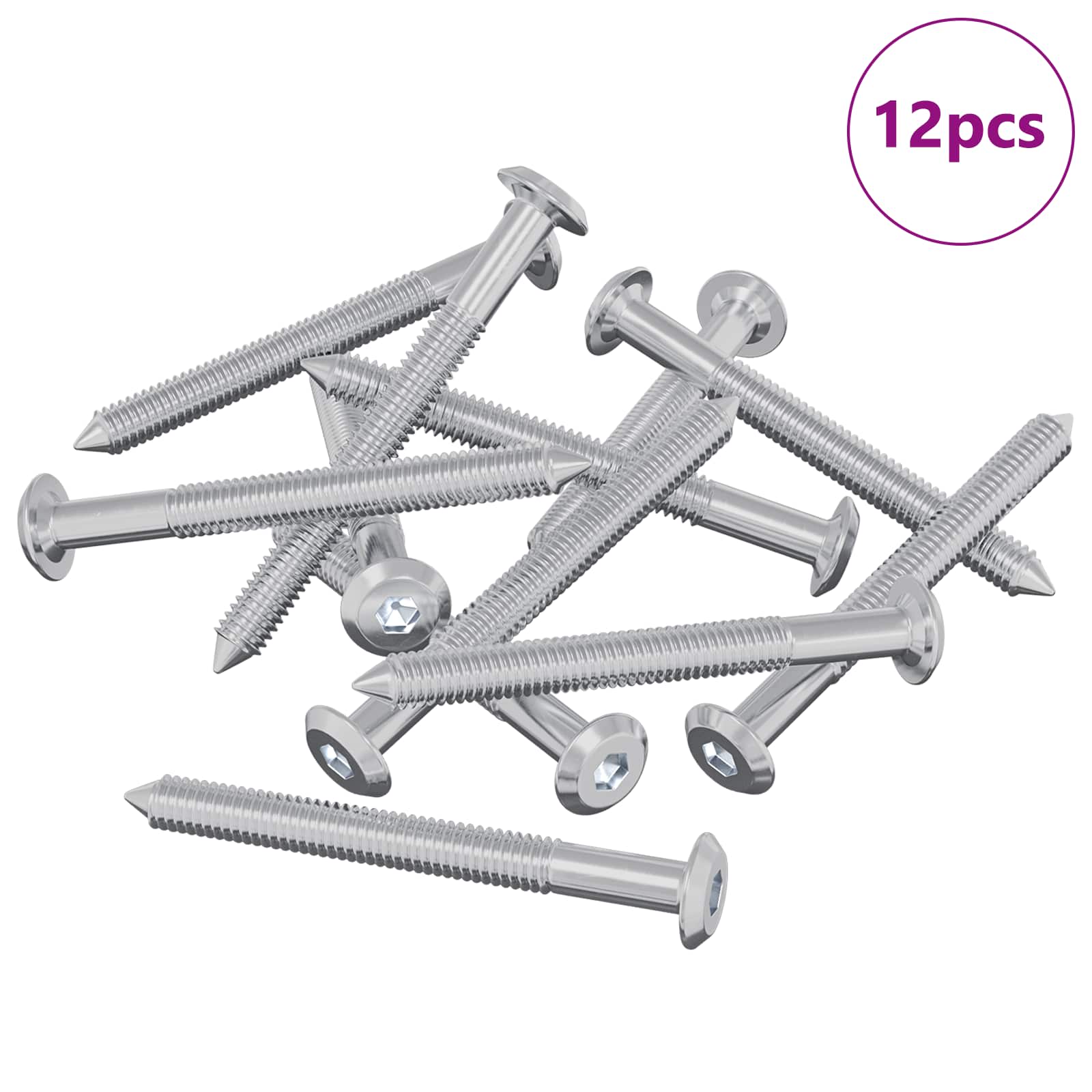 Vidaxxl Möbelschrauben 12 Stück Silber M6 x 60 mm Stahl