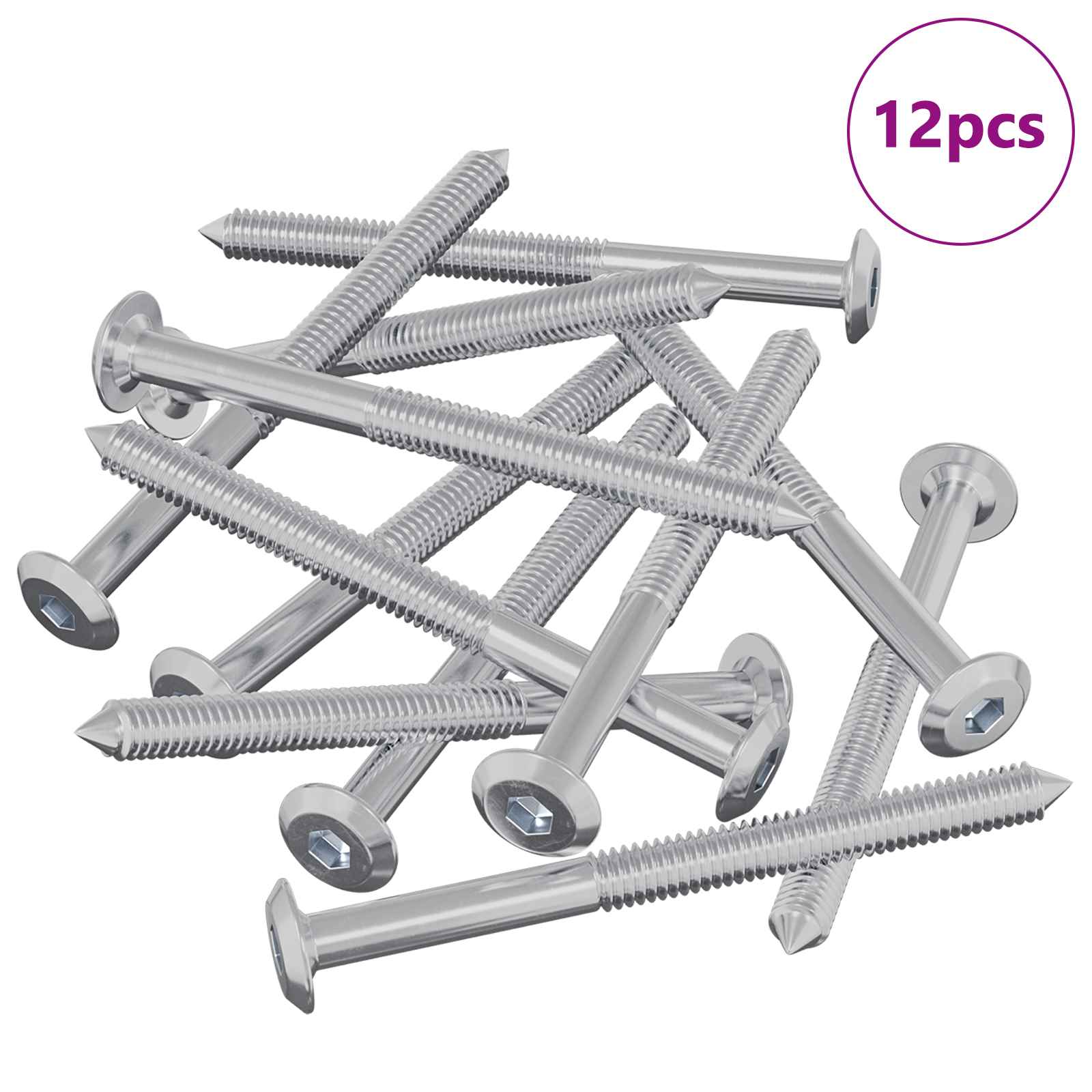 Vidaxxl Möbelschrauben 12 Stück Silber M6 x 85 mm Stahl