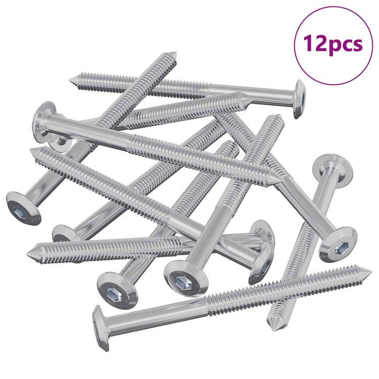 Vidaxxl Möbelschrauben 12 Stück Silber M6 x 85 mm Stahl