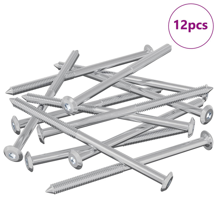 Vidaxxl Möbelschrauben 12 Stück Silber M6 x 100 mm Stahl