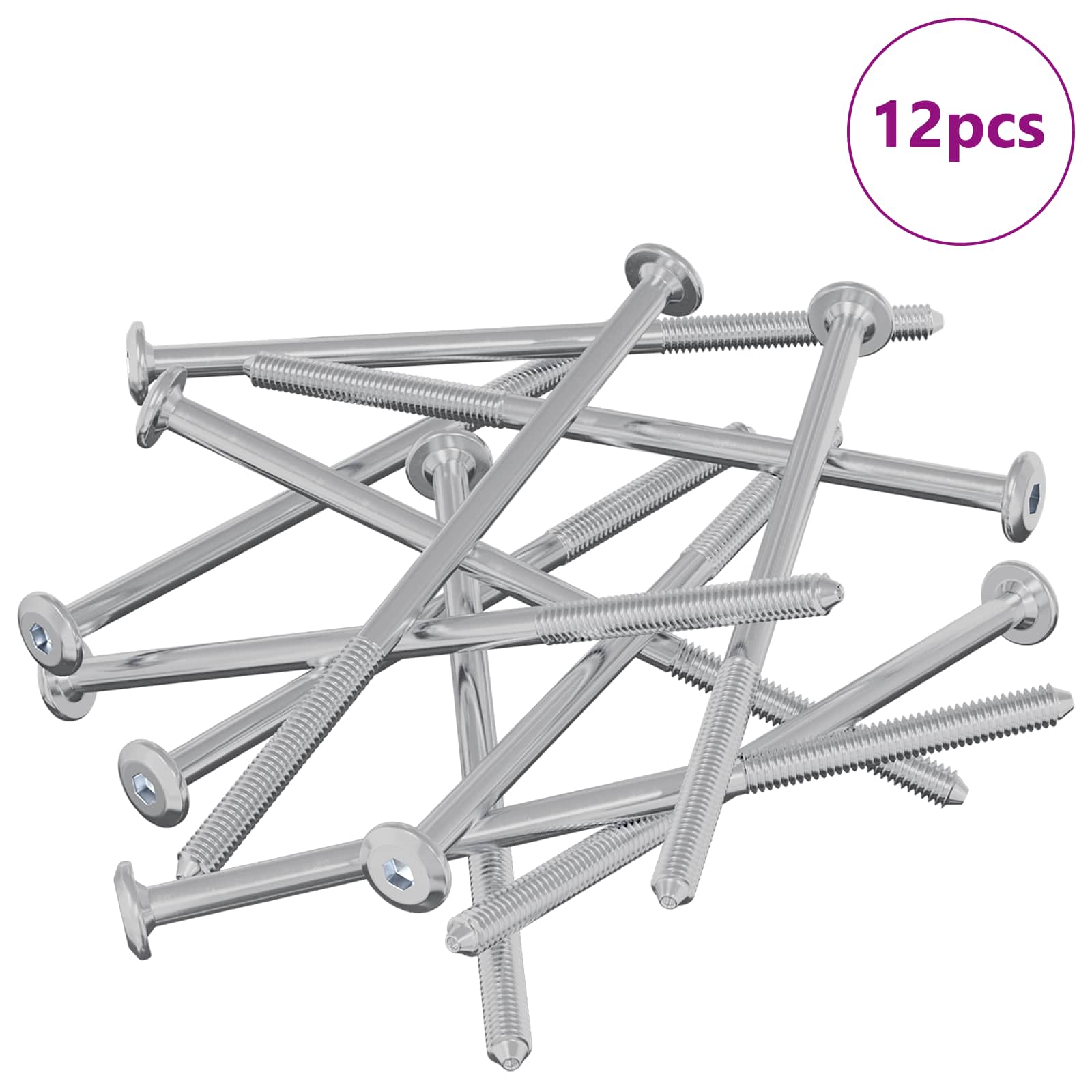 Vidaxxl Möbelschrauben 12 Stück Silber M6 x 120 mm Stahl
