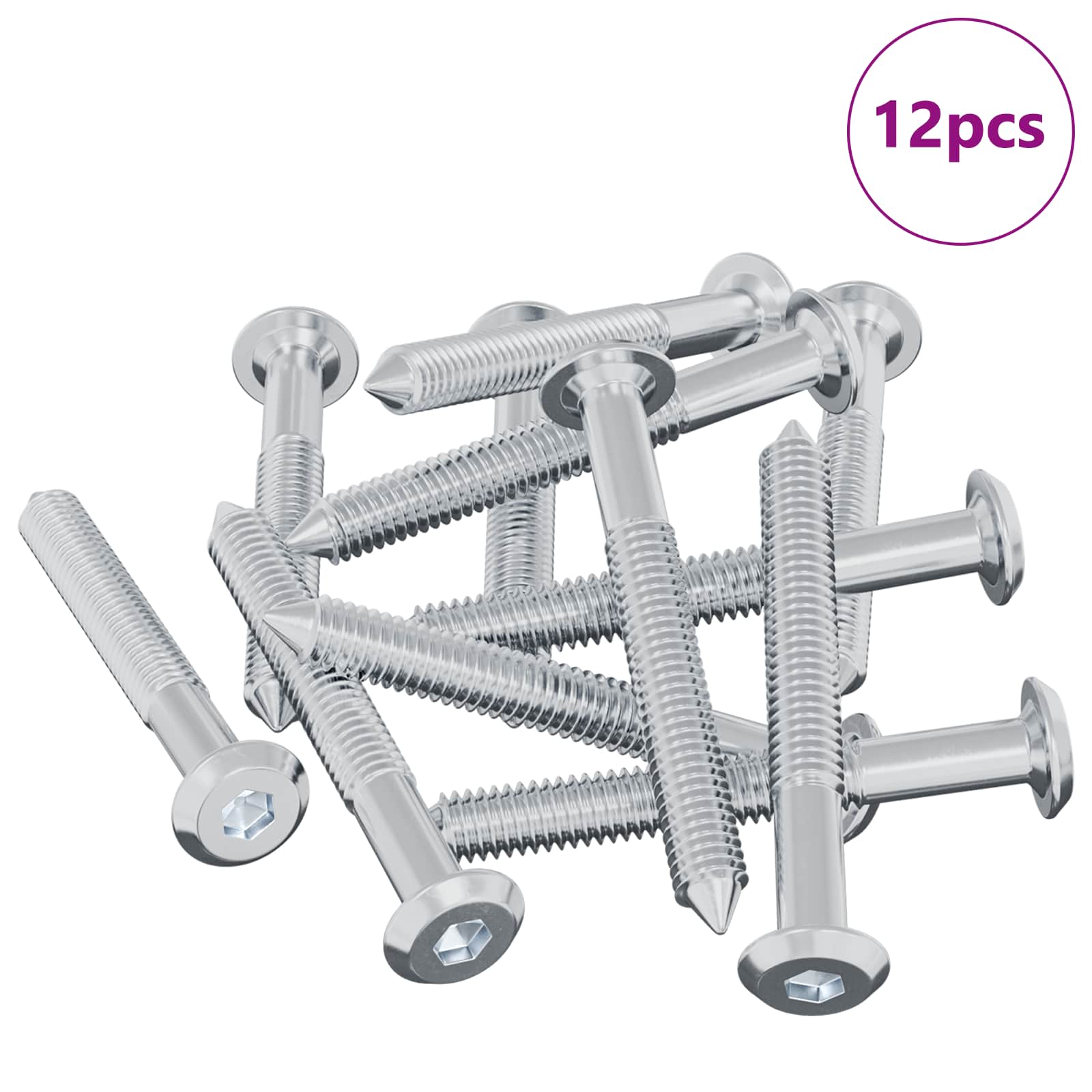 Vidaxxl Bolzen 12 Stück Silber M6 x 50 mm Stahl
