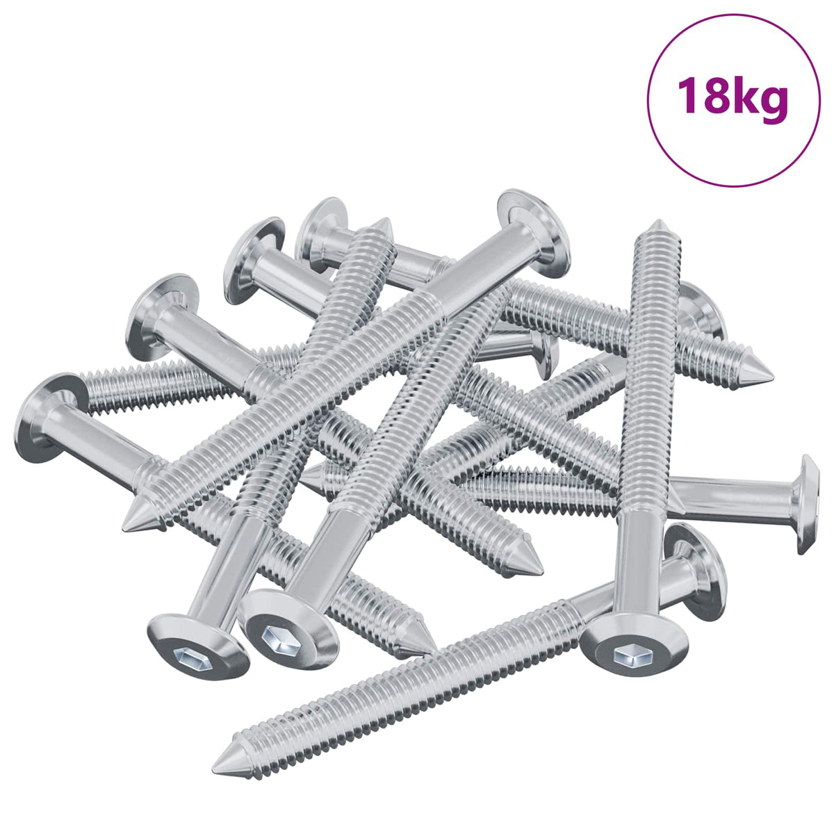 Vidaxl Bolzen 1600 Stück Silber M6 x 60 mm Stahl