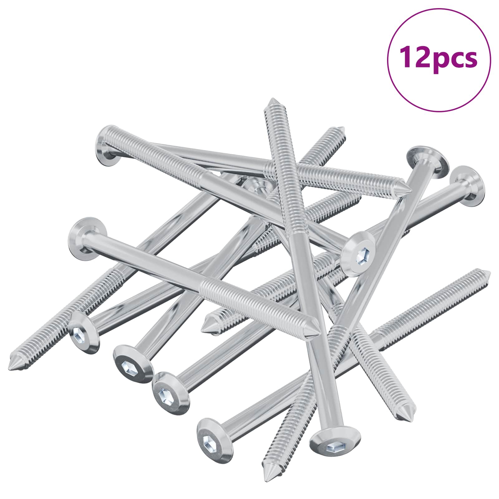 Vidaxl-Schraube 12 Stück Silber M6 x 100 mm Stahl