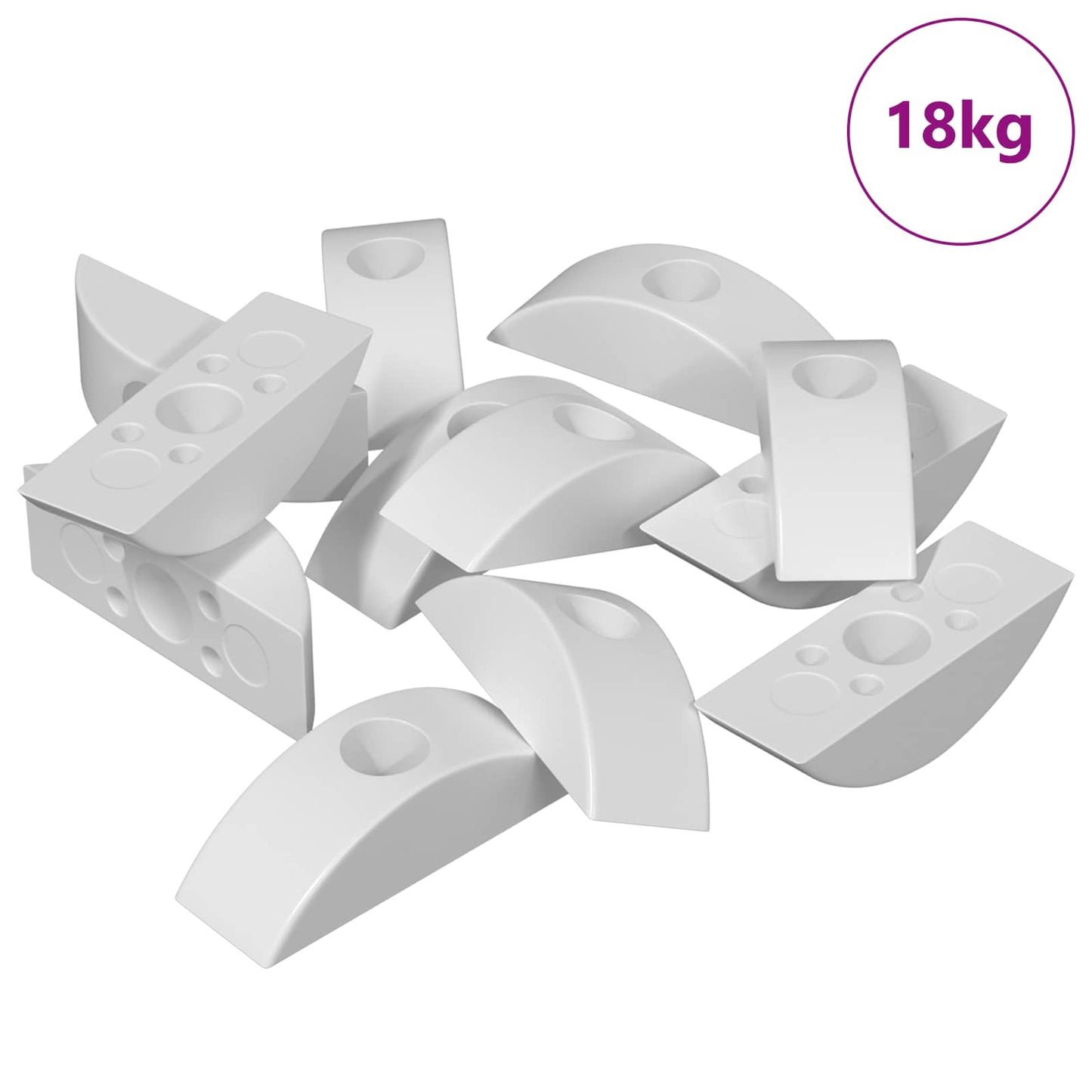 VidaXL Halbmondscheibe 18 Stück weiß M6 Polypropylen