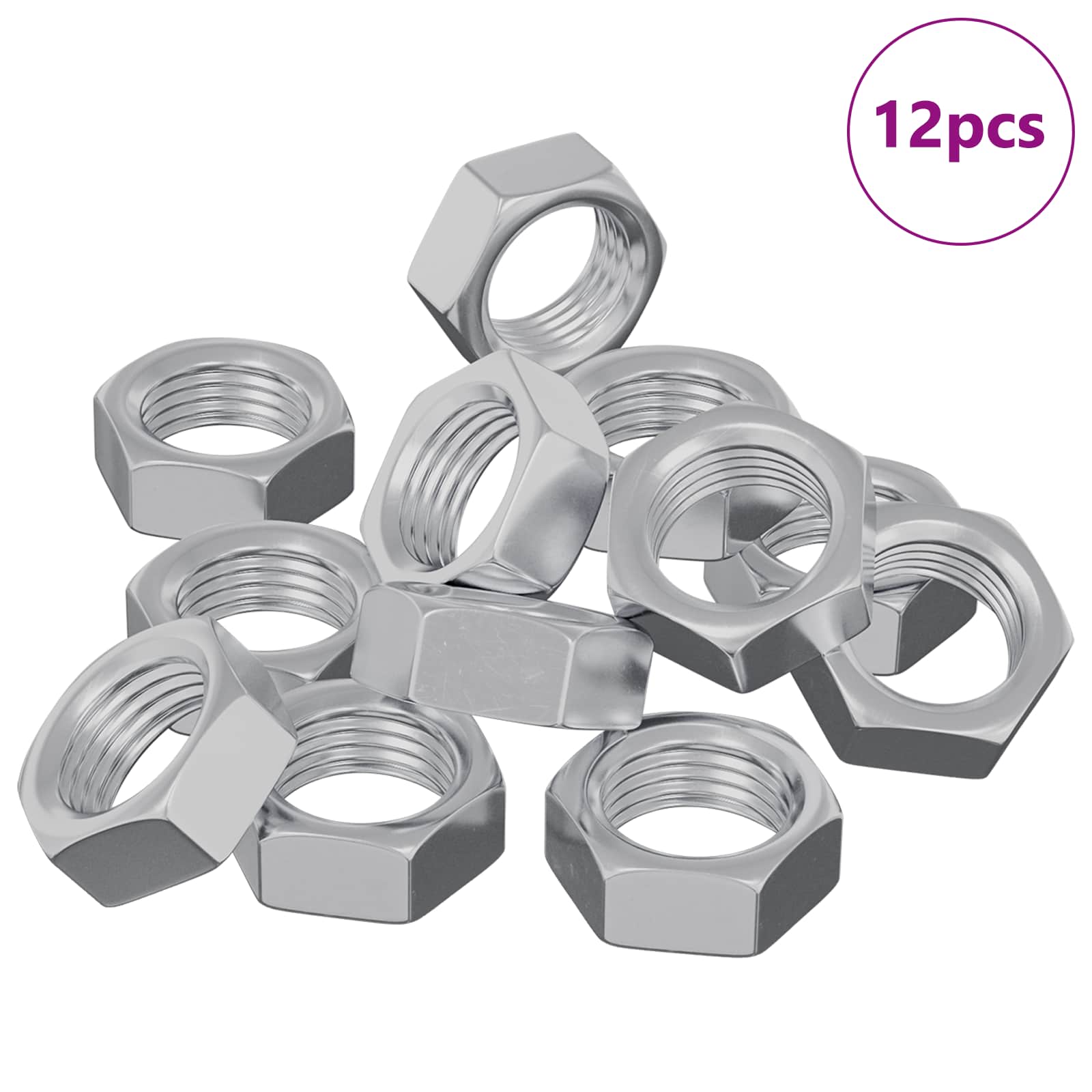 Vidaxl Sechskantmuttern 12 Stück Silber M6 Eisen