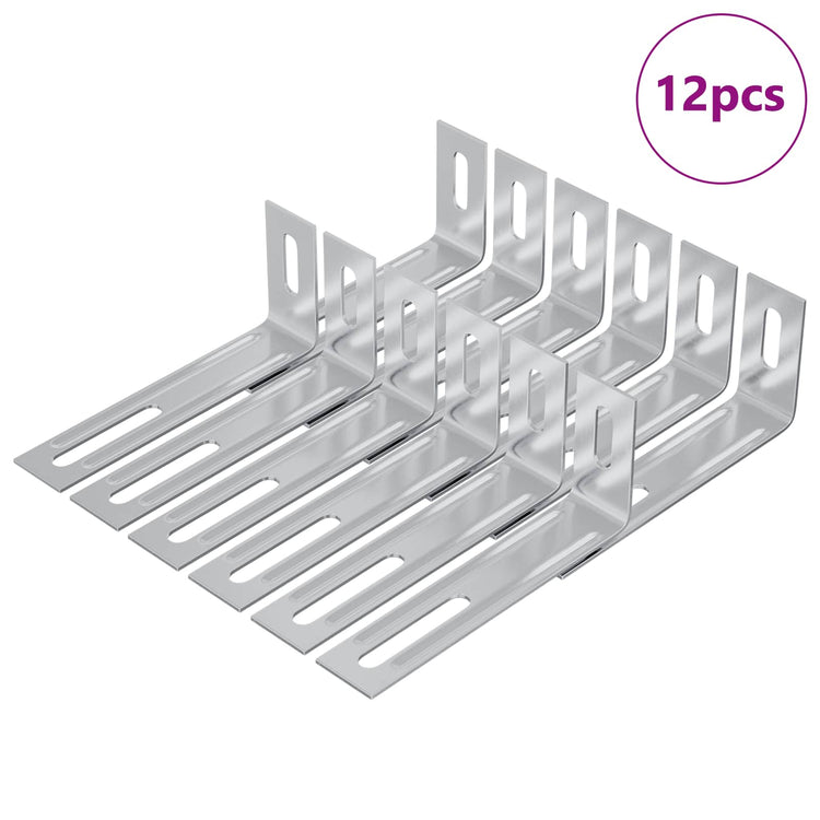 Vidaxxl Anti-Kipp-Halterung glatt 12 Stück Silber 74,5 x 15 x 32 mm Eisen