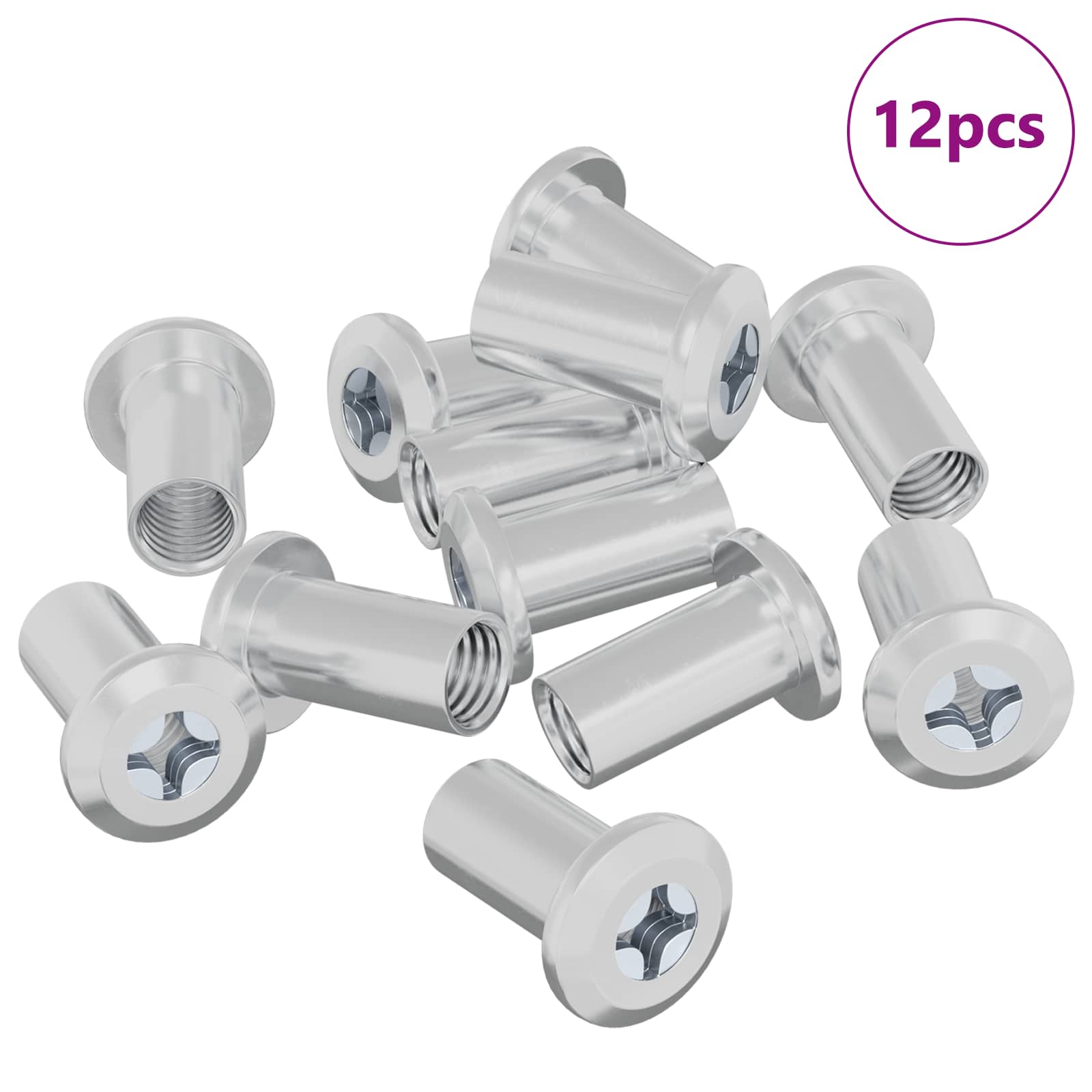 Vidaxl Sicherungsmutter 12 Stück Nickel M6 x 15 mm Stahl