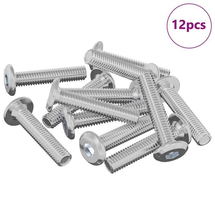 Vidaxl Sicherungsschraube glatt 12 Stück Silber M6 x 30 mm Stahl