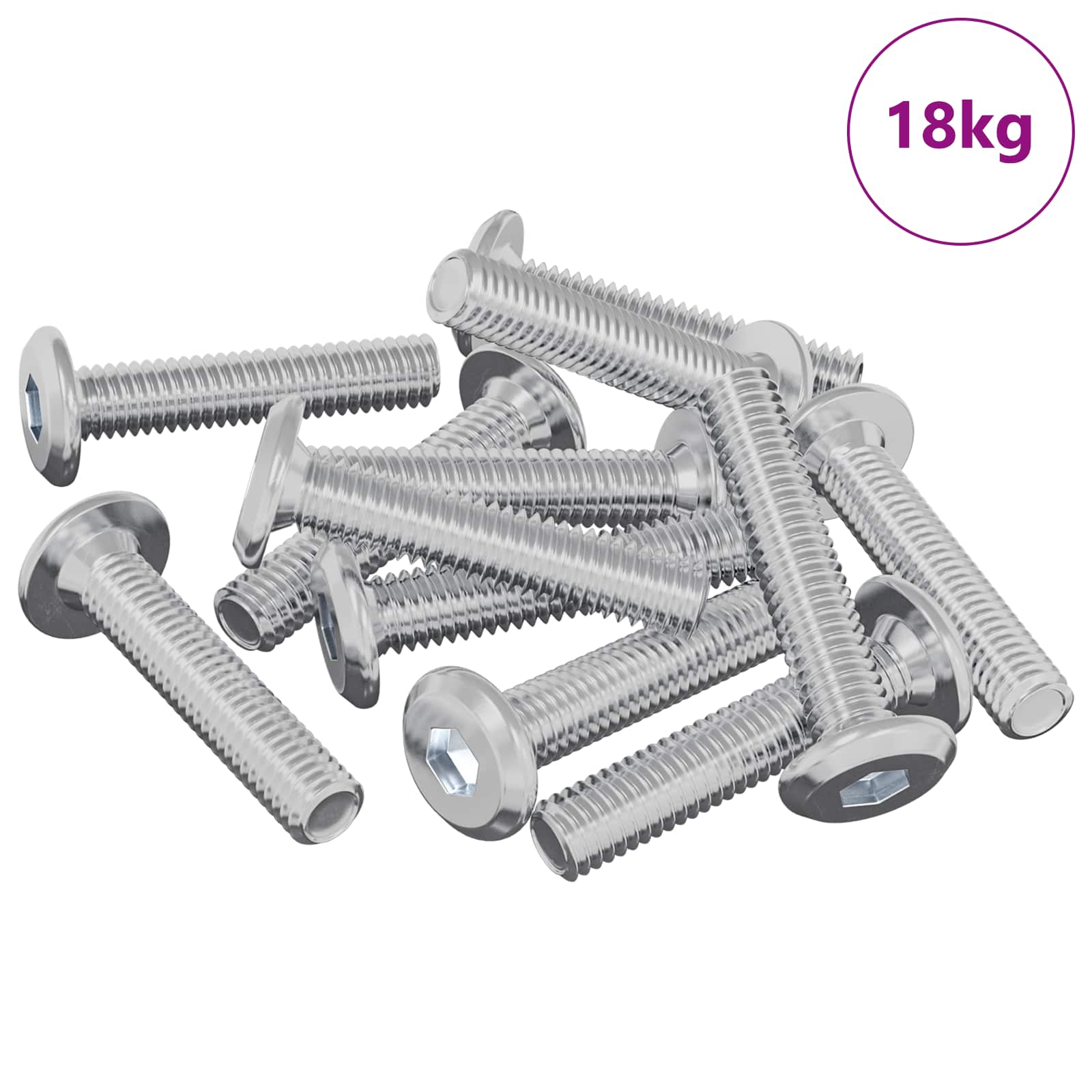 Vidaxl Sicherungsschraube glatt 2647 Stk. Silberstahl