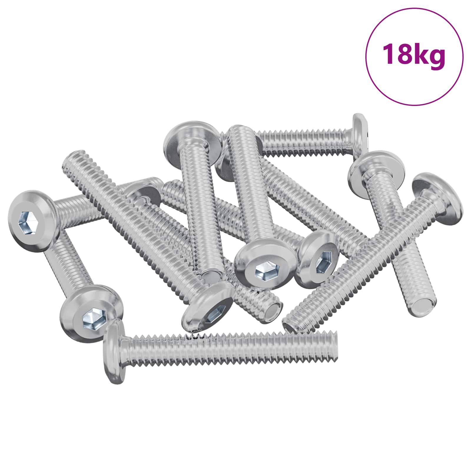Vidaxl Sicherungsschraube, glatt, 2514 Stück, Silberstahl