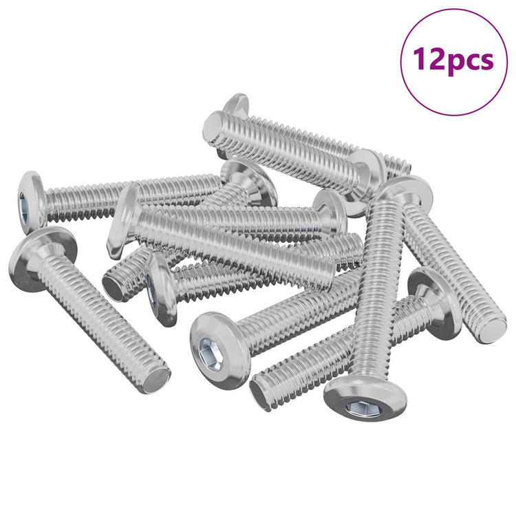 Vidaxl Feststellschraube 12 Stück Silber M6 x 35 mm Stahl