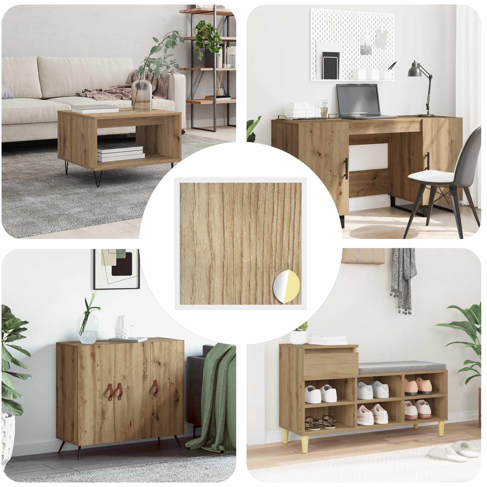 Vidaxx selbstklebende Schraubenabdeckung 12 Stück Artisan Oak ø 20 x 0,5 mm